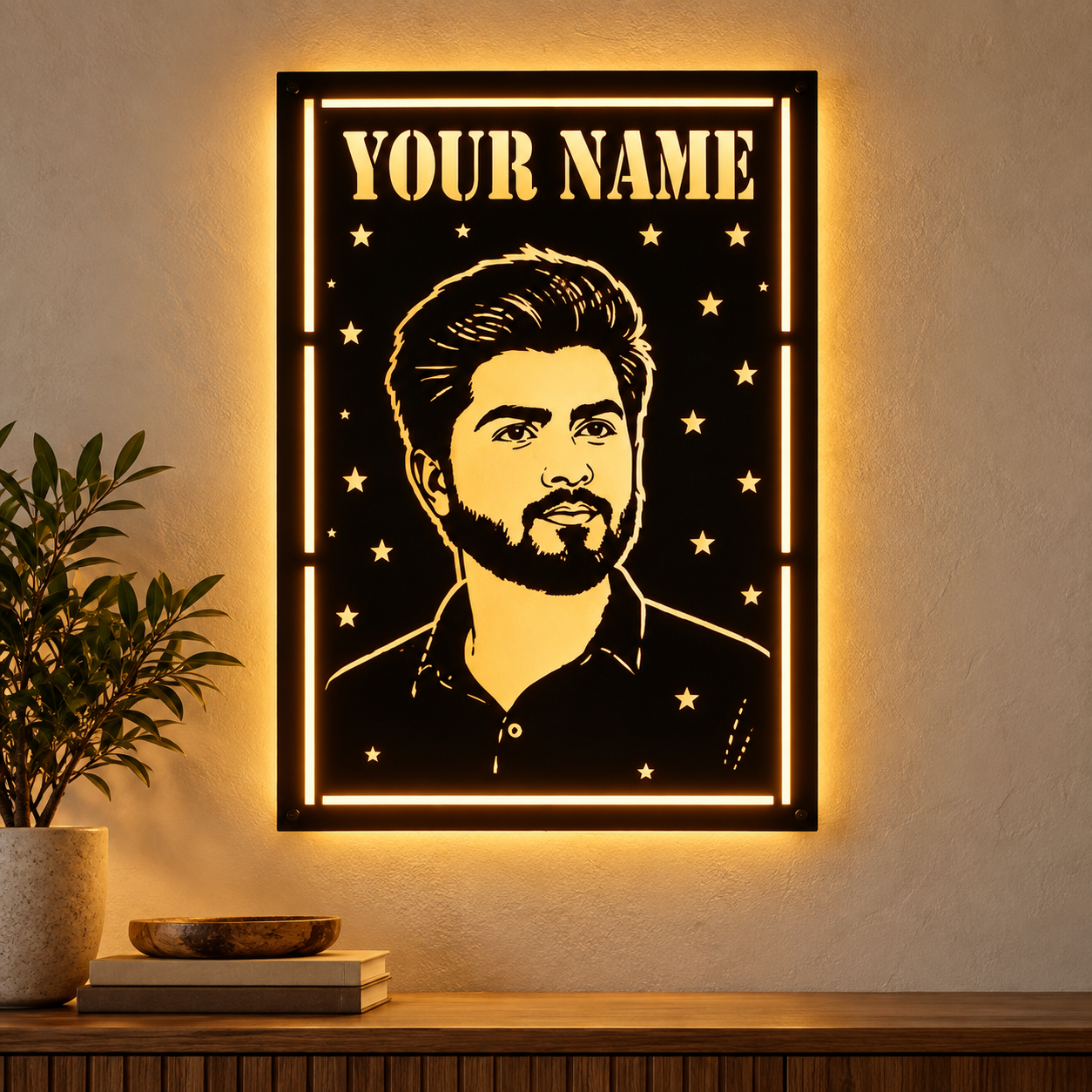 Custom portrait metal frame examples