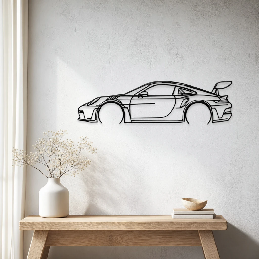 Porsche 911 metal silhouette wall art